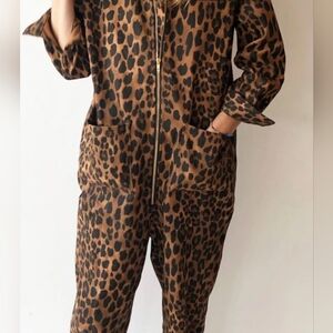 Red Sky Leopard Print Jumpsuit / Boiler Suit